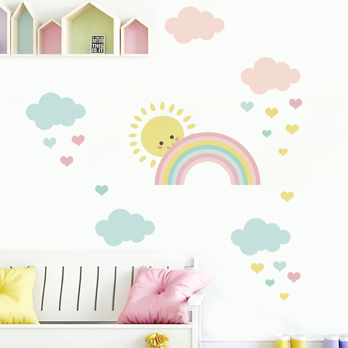 Cartoon Sonne Regenbogen Wolke – Baby Nursery Boy Bewertung und Preis